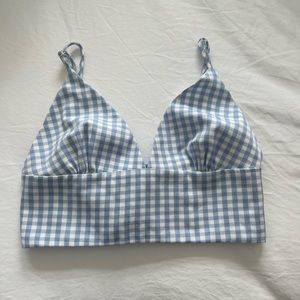 Blue Plaid Crop Top